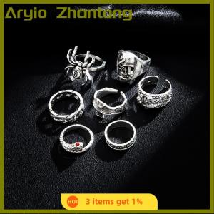 Aryio 7Pcs set Punk Snake Rings For Women Gothic Spider Men Fashion Jewelry Gifts Accessories
