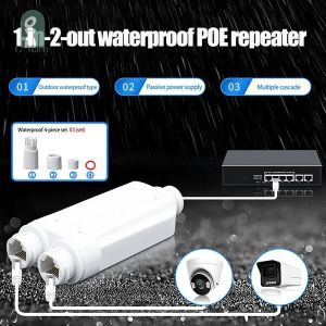 POE 2 Port Repeater 1 To 2 PoE Extender Waterproof With IEEE802.3af/at 48V Outdoor For POE Switch cctv