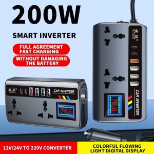 Konverter inverter on-board 12V24V ke 220V soket daya transformator pengisi daya mobil truk daya tinggi