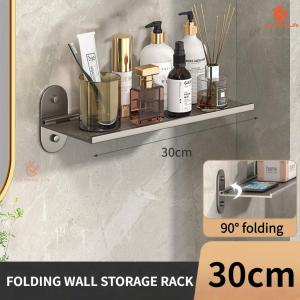 SG Stock Bathroom Storage Rack Wall Foldable Wash Basin No-Drill Wall-Mounted Bathroom Organizer Single Shelf