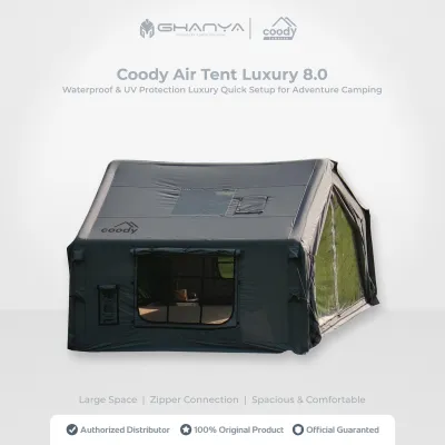 Coody Air Tent Luxury 8.0 Sqm M2 Inflatable Tent (Tenda Praktis) Waterproof & UV Protection Luxury Quick Setup for Adventure Camping / Glamping / Fishing / Bushcraft / Hiking - Grey