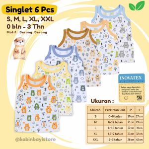 6 Pcs Singlet Bayi Cewek - Cowok Berang Berang SNI - Kaos Dalam Bayi SNI Motif LENGKAP- Kaos Kutang Bayi 0 Bulan sampai usia 3 Tahun