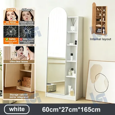 Floor Full-length Mirror Cabinet Hidden 5layer Storage Cabinet Minimalist Storage Mirror Cabinet