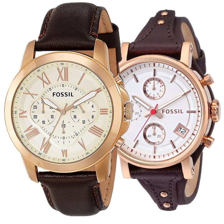 Authentic Fossil Brown Men Women Leather Couple Watch FS4991 ES3616 Lazada