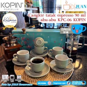 KOPIN Cangkir set espresso 90ml 6 pasang two tone Abu-abu tua / gelas espresso KPC-06