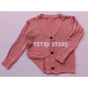 Sweater Cardigan Rajut Jalur Anak Usia 2-12tahun / Sweater Cardigan Tebal / Sweater Croptop anak perempuan / Sweater Salur Rajut Anak