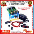 Paket Siap Rakit Power Amplifier DC 12Volt Stereo 100Watt Miniatur. 