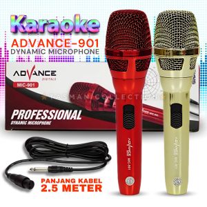 Microphone Dynamic Professional ADVANCE MIC 901 MIC KABEL 2.5 METER Suara Jernih Anti Noise