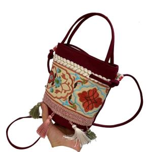 Túi đeo dây rút Cổ điển tasselembroidery Túi Đeo Chéo Túi Đeo Vai mùa hè phong cách dân tộc cổ điển túi xách cho phụ nữ cô gái