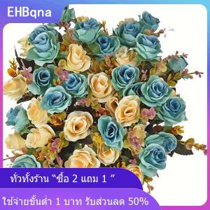 [COD] EHBqna KITCHEN ดอกไม้ประดิษฐ์ดอกกุหลาบทำจากผ้าไหม1ชิ้นสำหรับตกแต่งบ้านในวันคริสต์มาสช่อดอกไม้สำหรับเจ้าสาวงานฝีมือสมุดภาพพวงมาลาอุปกรณ์สำหรับถ่ายภาพ