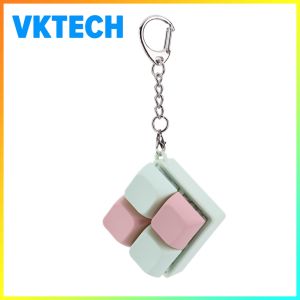 [Vktech] Finger Keyboard Fidget 4-Button Keyboard Clicker Sensory Fidget Keyring Finger Calming Keychain for Kids Adults