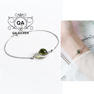 Vòng tay bạc 925 đá rêu ưu linh xanh vòng nữ S925 QUARTZ QA SILVER Bracelet BR180905