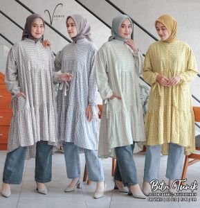 Tunik Remaja Korean Style Bita Cutting Shibori Bahan Katun Rayon Viscose Fashion Muslimah Kekinian | GOODSAJI HIJABSTUFF