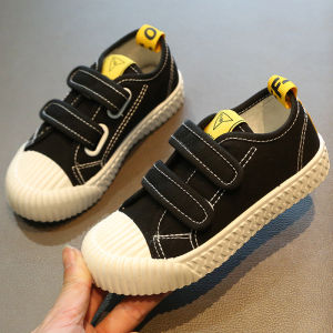 Childrens Canvas Shoes 2024 Spring New Mens and Womens Casual Biscuit Shape Shoes Velcro Soft Bottom Childrens Shoes Student White Shoes ㏇L0514