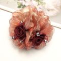 FORUM Girls Simple Elegant All-match Hair Scrunchies Ponytail Holder Crystal Bead Cloth Rose Flower Korean Style Headwear Female Hair Accessories Flower Hair Rope Silk Yarn Rubber Band. 
