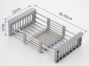 EXPANDABLE DISH DRYING RACK OVER THE SINK DISH DRYING RACK DRAINING DISHES & FRUITS DRAIN RUSTPROOF STAINLESS STEEL FOR KITCHEN RUGGED SINK DRAIN RACK