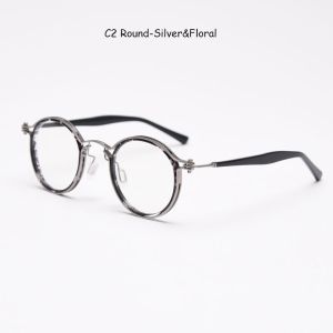 Acetate + โลหะผสมพังค์แว่นตาย้อนยุคกรอบผู้หญิงป้องกันแสงสีฟ้าแว่นสายตาผู้ชายกรอบแว่นตาใส UV400แว่นคอมพิวเตอร์
