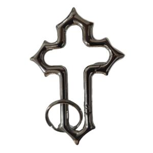 Zinc Alloy Crossed Keychain Featuring Quick Install Spring Clip Crucifix Keyring for Hiking Travel Everyday Use