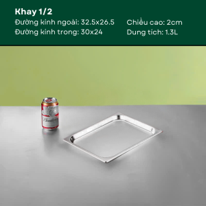 Khay inox đựng thức ăn GORILLA CHEF khay loại dày bề mặt sáng bóng độ sâu 2-20cm (1.3L - 26L)