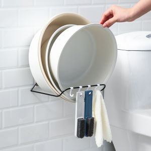 ที่วางกะละมัง ฟรีมีตะขอในตัว 4 อัน ที่วางถังซักผ้า ที่วางถังติดผนัง ไม่เจาะรู ชั้นวางของติดผนัง Wall shelves ที่แขวนอเนกประสงค์ ที่แขวน