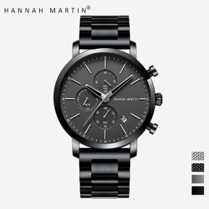 Jam Tangan Pria Hannah Martin 100% Tahan air COWOK Kronograf Quartz Analog Laki cowo Murah 109
