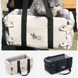 HEALMEYOU Cute Pet Car Luggage PU Leater Multifunction Pet Car Safety Seat Dog carry supplies Convenient car dog house Outdoor Travel
