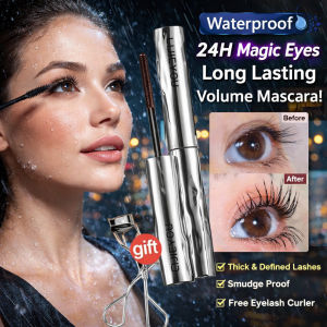 Waterproof Volumizing Long Lasting Mascara With Free Eyelash Curler Smudge Proof Eyelash Makeup Cosmetics