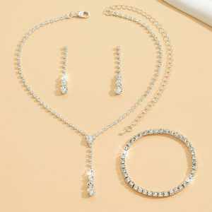 MillionGrid 4pcs thời trang cô dâu đám cưới trang sức Set rhinestone vòng cổ bông tai Vòng đeo tay thiết lập phụ nữ tiệc trang sức phụ kiện