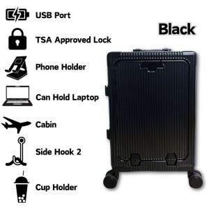 Omega Luggage 20 Inch Front Opening Luggage with USB Port Suitcase Aluminum Alloy Frame 20寸行李箱 前开