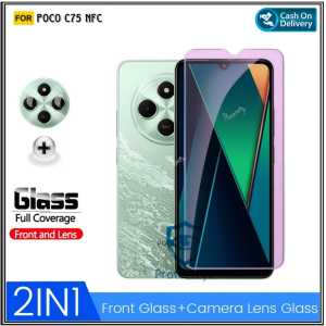 Paket 2in1 Tempered Glass Blue Light POCO C75 NFC F6 5G M6 Pro 4G F5 X5 PRO 5G X5 5G Anti Radiasi UV Blue Ray Free Camera