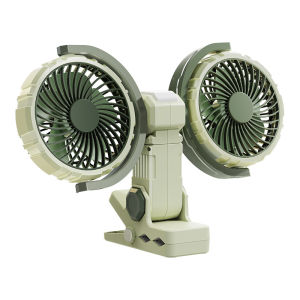 OATSBASF Portable Dual Head Clip Cooling Fan with 4000mAh Rechargeable Battery Adjustable Car/Desk Fan for Home/Office/Truck