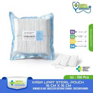 Kasa Lipat Medis Kain Perban Luka Steril Pouch 16cmx16cm
