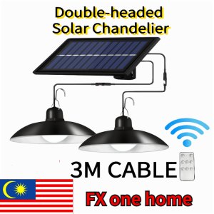 Solar Light Double-headed Solar Chandelier With Remote-controlled Outdoor Indoor Lighting for Garden Yard