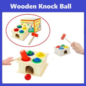 Wooden Knock Ball Hammer Early Learning Toy | knock the ball wooden kayu
