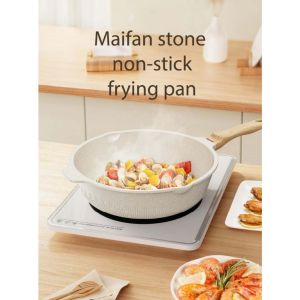 Maifan stone wok/ frying pan/ 2-way pouring spout/ even and fast heating/ stir/ fry/ boil/ cooking/ kitchen