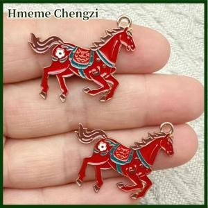 Hmeme 10Pcs Alloy Oil-Dripping Zodiac Horse Charm Pendant DIY Keychain Earrings Necklaces Bracelet Jewelry Making Crafts Accessories