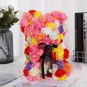 GEORG Multicolors Artificial Teddy Rose Romantic Valentines Day Gift 1624cm Flower Bear High Quality Mothers Day Eternal Flower Bear Wedding Party Supplies