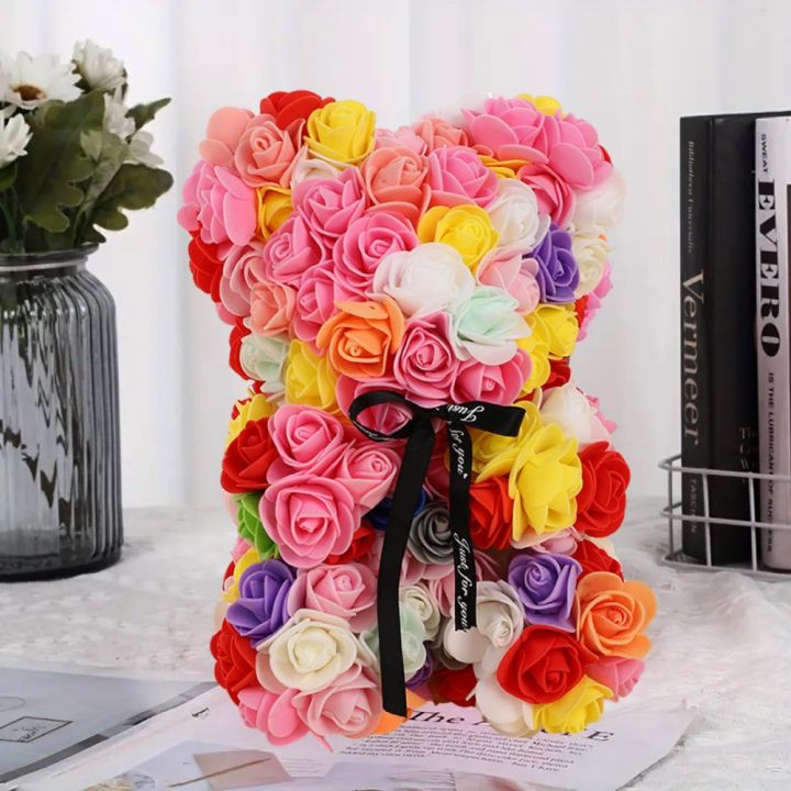 LUQIU Nhiều màu sắc Hoa hồng Teddy nhân tạo 1624cm Món quà lãng mạn ...
