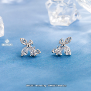 Bông tai nữ chuôi bạc 925 Eleanor Accessories khuyên tai hình hoa đính đá basic phụ kiện trang sức 5817