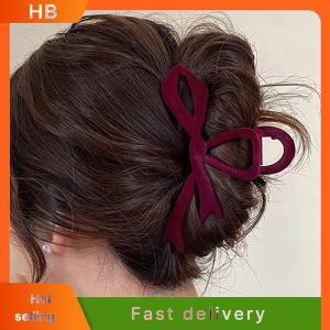 HB Red Velvet Bow Hair Clips Autumn Winter Women Hair Claw Clip French Elegant Hairpin Korean Hair Accessories Female Headwear Gift