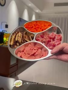 316 Stainless Steel Prep Plate for Home Kitchen Multi-Functional Onion Ginger Garlic Hot Pot Special Seasoning Divider Plate