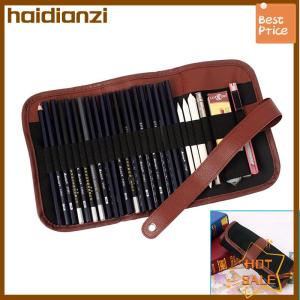 haidianzi ชุดดินสอสเก็ตช์24ชิ้นกระเป๋าดินสอสีถ่าน