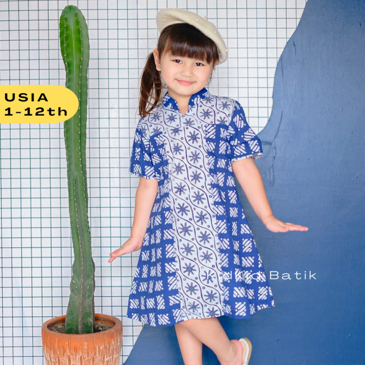 Baju Batik Anak Perempuan Dress Cewek Kombinasi Kekinian Modern 1 13 th DN8 Lazada Indonesia