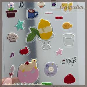 [Carmelun] 1 Sheet 3D Epoxy Resin Transparent Decals INS Cute Black Cat Cartoon Jelly Sticker DIY Phone Cases Laptop Tablet Decoration