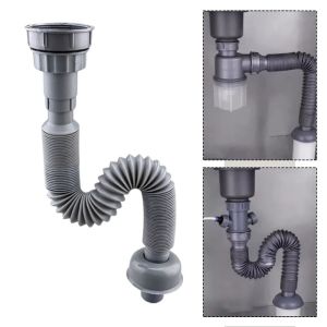 UTOPUS 1 Set Replacement Kitchen Sink Drain Pipe Easy Installation PVC Wash Basin Sewer Drainer Leak Resistant Expandable Connecting Hose for 32/45/56mm Interface