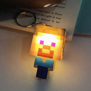 Aojn Minecraft lấy cảm hứng từ đèn LED phát sáng KEYCHAIN-sáng tạo điểm ảnh nhân vật ánh sáng lên mặt dây chuyền cho ba lô và các phím