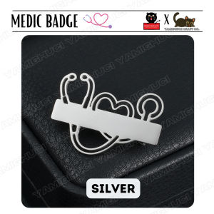 Medic Badge Personalized Stethoscope Name Pin | Custom Doctor Nurse Badge | Medical Brooch Gift