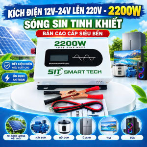 Kích Điện 2200W 12V 24V Lên 220V Inverter Sóng Sin Tinh Khiết Biến Tần Siêu Bền