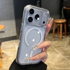 for Magsafe Transparent Camera Control Button Case for iPhone 17 Pro Max Air 17Pro Hard PC Clear Shockproof Slim Cover
