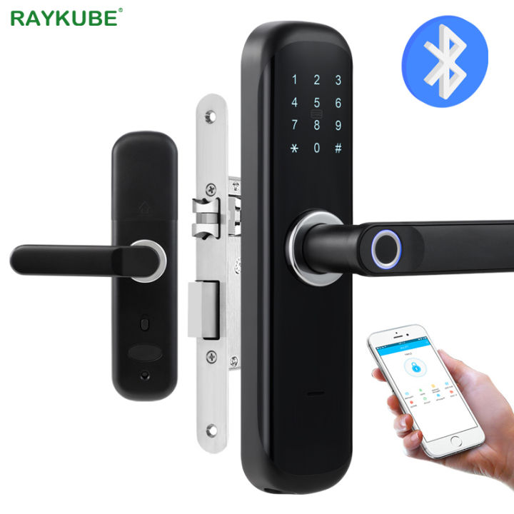 RAYKUBE Bluetooth Wifi Smart Door Lock Fingerprint IC Card Password